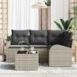 Preview: 5-teiliges Garten Sofa Set mit Kissen Grau Poly Rattan, 2-Sitzer Garten Sofa mit Stauraum & Kissen Hellgrau Poly Rattan