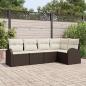 Preview: ARDEBO.de - 5-teiliges Garten-Sofa-Set mit Kissen Braun Poly Rattan, 2-Sitzer Garten-Sofa mit Stauraum & Kissen Braun Poly Rattan