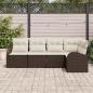 Preview: 5-teiliges Garten-Sofa-Set mit Kissen Braun Poly Rattan, 2-Sitzer Garten-Sofa mit Stauraum & Kissen Braun Poly Rattan