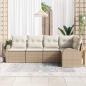 Preview: 5-teiliges Garten Sofa Set mit Kissen Beige Poly Rattan, 2-Sitzer Garten Sofa mit Stauraum & Kissen Beige Poly Rattan