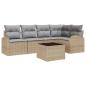 Preview: ARDEBO.de - 6-teiliges Garten Sofa Set mit Kissen Schwarz Poly Rattan, 2-Sitzer Garten Sofa mit Stauraum & Kissen Beige Poly Rattan