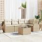 Preview: ARDEBO.de - 6-teiliges Garten Sofa Set mit Kissen Braun Poly Rattan, 2-Sitzer Garten Sofa mit Stauraum & Kissen Beige Poly Rattan