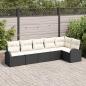 Preview: ARDEBO.de - 6-teiliges Garten-Sofa-Set mit Kissen Schwarz Poly Rattan, 2-Sitzer Garten-Sofa mit Stauraum & Kissen Schwarz Poly Rattan