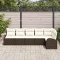 Preview: 6-teilige Garten Sofagarnitur mit Kissen Braun Poly Rattan, 2-Sitzer Garten Sofa mit Stauraum & Kissen Braun Poly Rattan