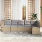Preview: 6-teiliges Garten Sofa Set mit Kissen Beiges Poly Rattan, 2-Sitzer Garten Sofa mit Stauraum und Kissen Beiges Poly Rattan