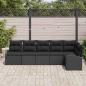 Preview: 6-teiliges Garten Sofa Set mit Kissen aus schwarzem Poly Rattan, 2-Sitzer Garten Sofa mit Stauraum & Kissen aus schwarzem Poly Rattan