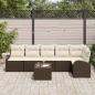 Preview: 6-teiliges Garten Sofa Set mit Kissen graues Poly-Rattan, 2-Sitzer Garten Sofa mit Stauraum & Kissen braunes Poly-Rattan