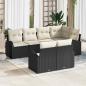 Preview: ARDEBO.de - 7-teiliges Garten Sofa Set mit Kissen Schwarz Poly Rattan, 2-Sitzer Garten Sofa mit Stauraum & Kissen Schwarz Poly Rattan