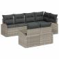 Preview: ARDEBO.de - 7-teiliges Garten Sofa Set mit Kissen Hellgraues Poly Rattan, 2-Sitzer Garten Sofa mit Stauraum & Kissen Hellgraues Poly Rattan