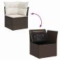 Preview: 6-teiliges Gartensofa-Set mit Kissen Braun Poly Rattan, 2-Sitzer Gartensofa mit Stauraum und Kissen Braun Poly Rattan
