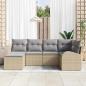 Preview: ARDEBO.de - 6-teiliges Garten Sofaset mit Kissen Beige Poly Rattan, 2-Sitzer Garten Sofa mit Stauraum & Kissen Beige Poly Rattan