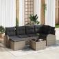 Preview: ARDEBO.de - 6-teiliges Garten-Sofaset mit Kissen Schwarzes Poly-Rattan, 2-Sitzer-Garten-Sofa mit Stauraum & Kissen Graues Poly-Rattan