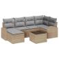 Preview: 7-teiliges Garten-Sofa-Set mit Kissen Schwarz Poly Rattan, 2-Sitzer Garten-Sofa mit Stauraum & Kissen Beige Poly Rattan