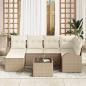 Preview: 7-teiliges Garten-Sofa-Set mit Kissen Braun Poly Rattan, 2-Sitzer Garten-Sofa mit Stauraum & Kissen Beige Poly Rattan