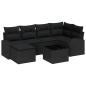 Preview: 7-teiliges Garten Sofa Set mit Kissen Beige Poly Rattan, 2-Sitzer Garten Sofa mit Stauraum & Kissen Schwarz Poly Rattan