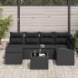 Preview: 7-teiliges Garten Sofa Set mit Kissen Beige Poly Rattan, 2-Sitzer Garten Sofa mit Stauraum & Kissen Schwarz Poly Rattan