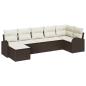 Preview: 7 teiliges Garten Sofa Set mit Kissen Braun Poly Rattan, 2-Sitzer Garten Sofa mit Stauraum & Kissen Braun Poly Rattan