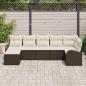 Preview: 7 teiliges Garten Sofa Set mit Kissen Braun Poly Rattan, 2-Sitzer Garten Sofa mit Stauraum & Kissen Braun Poly Rattan