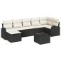 Preview: 7-teiliges Garten-Sofa-Set mit Kissen, braunes Poly-Rattan, 2-Sitzer Garten-Sofa mit Stauraum & Kissen, schwarzes Poly-Rattan