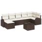 Preview: 7-teiliges Garten Sofa Set mit Kissen Grau Poly Rattan, 2-Sitzer Garten Sofa mit Stauraum & Kissen Braun Poly Rattan