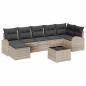 Preview: 8-teiliges Garten Sofa Set mit Kissen Grau Poly Rattan, 2-Sitzer Garten Sofa mit Stauraum & Kissen Hellgrau Poly Rattan