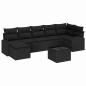 Preview: ARDEBO.de - 8-teiliges Garten Sofa Set mit Kissen Beige Poly Rattan, 2-Sitzer Garten Sofa mit Stauraum & Kissen Schwarz Poly Rattan