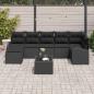 Preview: 8-teiliges Garten Sofa Set mit Kissen Beige Poly Rattan, 2-Sitzer Garten Sofa mit Stauraum & Kissen Schwarz Poly Rattan
