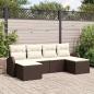 Preview: ARDEBO.de - 6-teiliges Garten-Sofa-Set mit Kissen Braun Poly-Rattan, 2-Sitzer Garten-Sofa mit Stauraum & Kissen Braun Poly-Rattan
