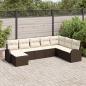 Preview: ARDEBO.de - 8-teiliges Garten Sofa Set mit Kissen Braun Poly Rattan, 2-Sitzer Garten Sofa mit Stauraum & Kissen Braun Poly Rattan