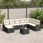 Preview: ARDEBO.de - 8-teiliges Garten Sofa Set mit Kissen Braun Poly Rattan, 2-Sitzer Garten Sofa mit Stauraum & Kissen Schwarz Poly Rattan
