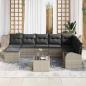 Preview: 9-teiliges Garten Sofa Set mit Kissen Graues Poly Rattan, 2-Sitzer Garten Sofa mit Stauraum & Kissen Hellgrau Poly Rattan