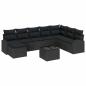 Preview: ARDEBO.de - 9-teiliges Garten Sofa Set mit Kissen Beige Poly Rattan, 2-Sitzer Garten Sofa mit Stauraum & Kissen Schwarz Poly Rattan
