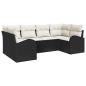 Preview: 6-teiliges Garten-Sofa-Set mit Kissen Schwarz Poly Rattan, 2-Sitzer Garten-Sofa mit Stauraum & Kissen Schwarz Poly Rattan