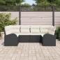 Preview: 6-teiliges Garten-Sofa-Set mit Kissen Schwarz Poly Rattan, 2-Sitzer Garten-Sofa mit Stauraum & Kissen Schwarz Poly Rattan
