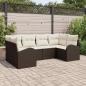 Preview: ARDEBO.de - 6-teiliges Garten Sofa Set mit Kissen Braun Poly Rattan, 2-Sitzer Garten Sofa mit Stauraum & Kissen Braun Poly Rattan