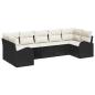 Preview: 7-teiliges Garten-Sofa-Set mit Kissen in Schwarz Poly-Rattan, 2-Sitzer Garten-Sofa mit Stauraum & Kissen in Schwarz Poly-Rattan