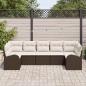 Preview: 7-teiliges Garten Sofa Set mit Kissen Braun Poly Rattan, 2-Sitzer Garten Sofa mit Stauraum & Kissen Braun Poly Rattan