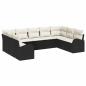 Preview: 9-teiliges Garten Sofa Set mit Kissen Schwarz Poly Rattan, 2-Sitzer Garten Sofa mit Stauraum & Kissen Schwarz Poly Rattan