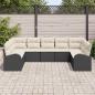 Preview: 9-teiliges Garten Sofa Set mit Kissen Schwarz Poly Rattan, 2-Sitzer Garten Sofa mit Stauraum & Kissen Schwarz Poly Rattan