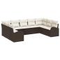 Preview: 9-teiliges Garten-Sofa-Set mit Kissen Braun Poly-Rattan, 2-Sitzer Garten-Sofa mit Stauraum & Kissen Braun Poly-Rattan