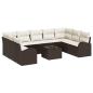 Preview: 9-teiliges Garten Sofa Set mit Kissen Grau Poly Rattan, 2-Sitzer Garten Sofa mit Stauraum und Kissen Braunes Poly Rattan