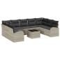 Preview: 10-teiliges Garten Sofa Set mit Kissen Grau Poly Rattan, 2-Sitzer Garten Sofa mit Stauraum & Kissen Hellgrau Poly Rattan