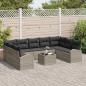 Preview: 10-teiliges Garten Sofa Set mit Kissen Grau Poly Rattan, 2-Sitzer Garten Sofa mit Stauraum & Kissen Hellgrau Poly Rattan
