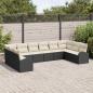 Preview: 10-teiliges Garten Sofa Set mit Kissen Schwarz Poly Rattan, 2-Sitzer Garten Sofa mit Stauraum & Kissen Schwarz Poly Rattan