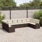 Preview: 10-teiliges Garten Sofa Set mit Kissen Braun Poly Rattan, 2-Sitzer Garten Sofa mit Stauraum & Kissen Braun Poly Rattan