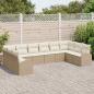 Preview: ARDEBO.de - 10-teiliges Garten Sofa Set mit Kissen Beige Poly Rattan, 2-Sitzer Garten Sofa mit Stauraum und Kissen Beige Poly Rattan
