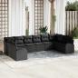 Preview: ARDEBO.de - 10-teiliges Garten Sofa Set mit Kissen Schwarz Poly Rattan, 2-Sitzer Garten Sofa mit Stauraum & Kissen Schwarz Poly Rattan