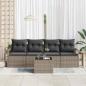 Preview: 5-teiliges Garten Sofa Set mit Kissen Grau Poly Rattan, 2-Sitzer Garten Sofa mit Stauraum und Kissen Grau Poly Rattan