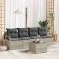 Preview: ARDEBO.de - 5-teiliges Garten-Sofa-Set mit Kissen Hellgrau Poly Rattan, 2-Sitzer Garten-Sofa mit Stauraum & Kissen Grau Poly Rattan