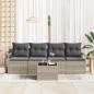 Preview: 5-teiliges Garten-Sofa-Set mit Kissen Hellgrau Poly Rattan, 2-Sitzer Garten-Sofa mit Stauraum & Kissen Grau Poly Rattan